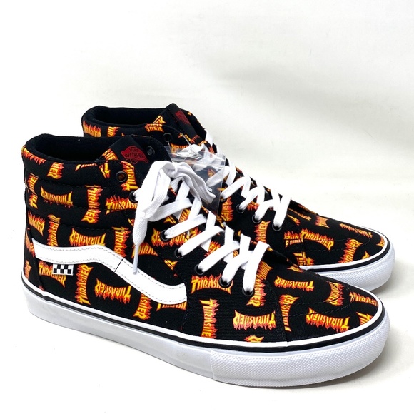VANS x Thrasher Sk8-Hi Black Multi Men’s Canvas Skate Sneakers Size VN0A5FCCBML - Picture 2 of 8